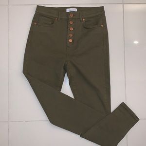 Loft Petite Khaki High Waisted Skinny Jeans